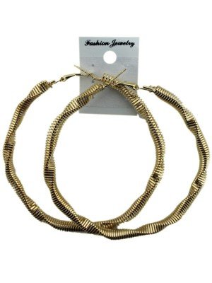 Gold Twirl Twist Hoop Earrings - 8cm