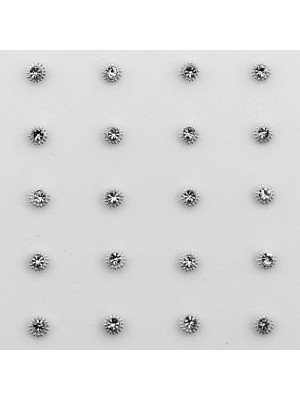 Sterling Silver Sunflower Diamante Design Nose Pins (3mm)