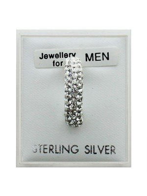 Men's Sterling Silver Diamante Loop Earring 