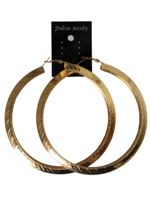 Wholesale Gold Patterned Hoop Earrings - 10cm 