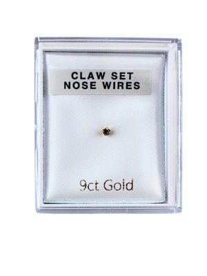 9ct Gold Clawset Nose Pin - 1mm (Assorted)