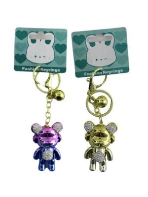 Acrylic Fashion Keyrings - Bear With Microphone Design (Assorted Colours)