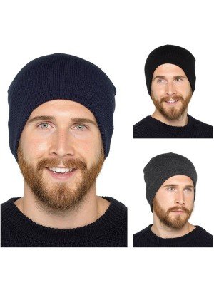 Adults Plain Beanie Hats - Assorted Colours 