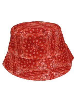 Adults Reversible Paisley Print Bucket Hat - Red