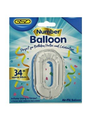 Wholesale Air Fill Number 0 Balloon - Silver