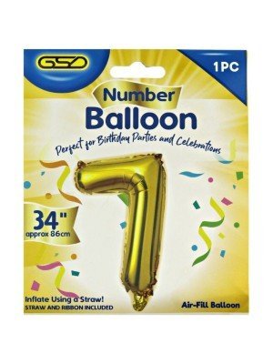 Wholesale Air Fill Number 7 Balloon - Gold 