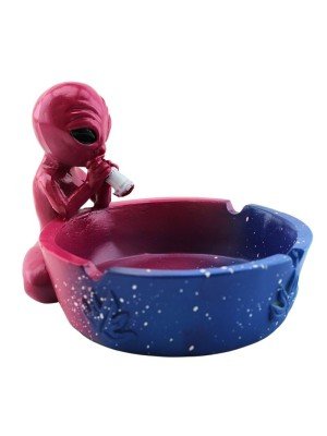 Spaced Out Round Pink and Blue Ashtray  