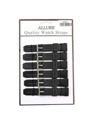 Allure Casio Replacement (Non Genuine) PU Watch Straps - Black - 22mm
