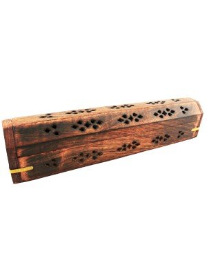 Sheesham Wood Incense Box Brass Inlay Antique Jali Design 