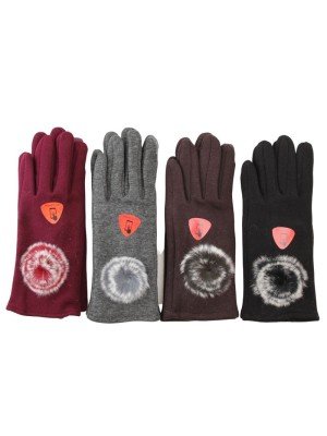 Wholesale Ladies Touch Screen Fashion Gloves with Fur - Asst. Colours