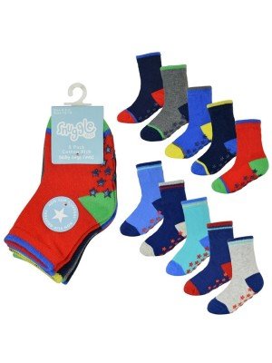 Baby Boys Heel & Toe Socks With Grippers(5 Pair Pack) - Assorted 