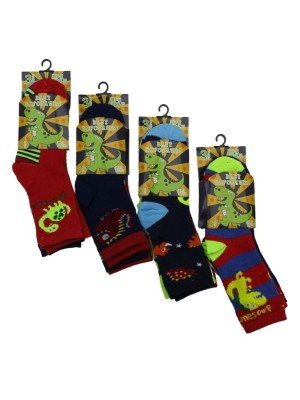 Boys "Baby Dinosaur" Design Socks (3 Pair Socks) 3-5yr