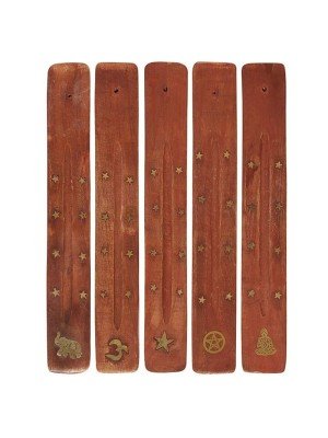 Basic Wooden Incense Holder With Inlay - Assorted