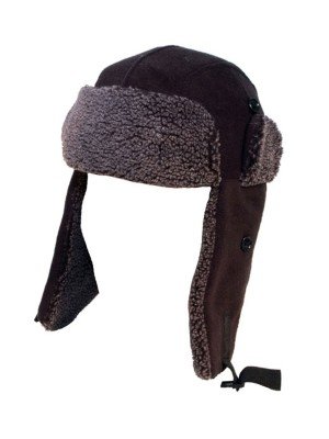 Black Anti-Pilling Fleece Trapper Hat 