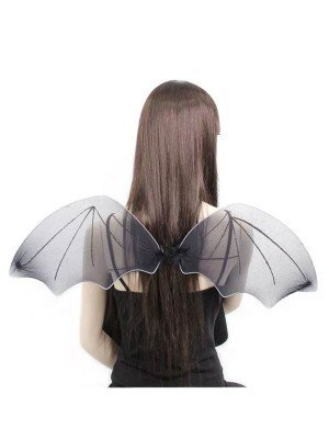 Black Net Bat Wings With Silver Glitters 