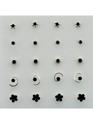 Black Sterling Silver Nose Pins - Asorted Designs