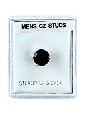 Black Sterling Silver Round Stud 8mm