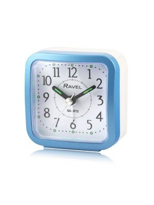Wholesale Ravel Mini Bedside Quartz Alarm Clock- Blue/White