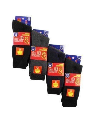 Wholesale Teenage Boy's Heat Insulator Brushed Thermal Socks (3 Pair Pack) - Asst. (UK 4-7)