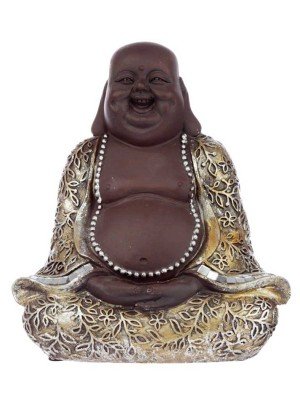 Wholesale Brown and Silver Chinese Laughing Buddha Sitting-16.5cm