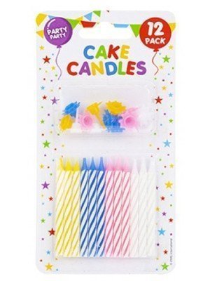 Cake Candles With Holders - Pack of 12 