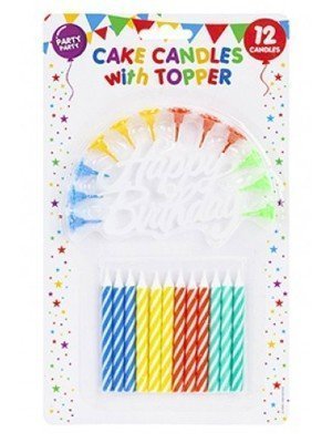 Cake Candles With Toppers - Pack of 12 