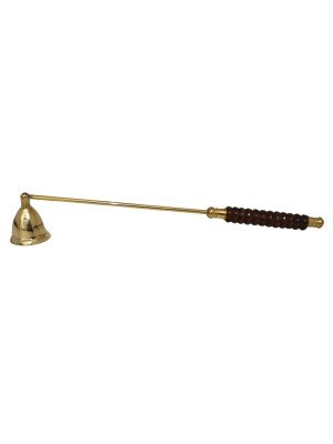 Candle Snuffer Wood Ring Carved Handle - Gold
