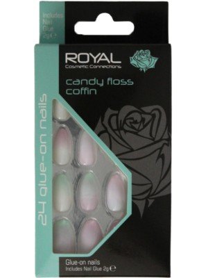 Wholesale Royal Cosmetics 24 Glue-On Nail Tips - Candy Floss Coffin 