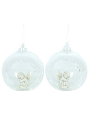 White Cherub in Hanging Glass Balls 