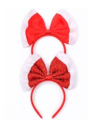 Christmas Red Bow Aliceband - Assorted 