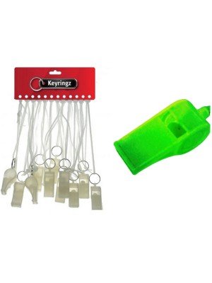Clear Glow In The Dark Plastic Whistle with White Cord