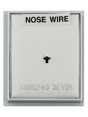 Sterling Silver Cross Design Nose Wire 