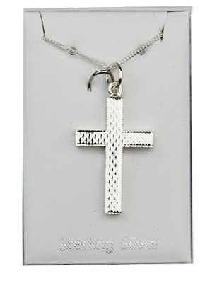 Wholesale Sterling Silver Diamond Cut Cross Design Necklace (23mm)
