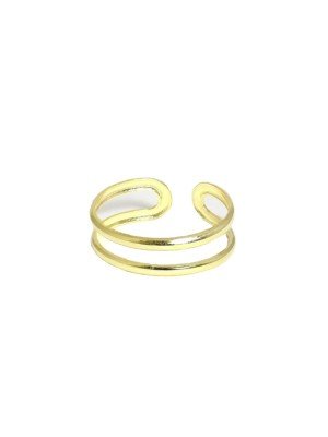 Sterling Silver Double Band Gold Plated Adjustable Toe Ring