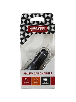 Dual Car Charger USB and Type C PD18W - Black