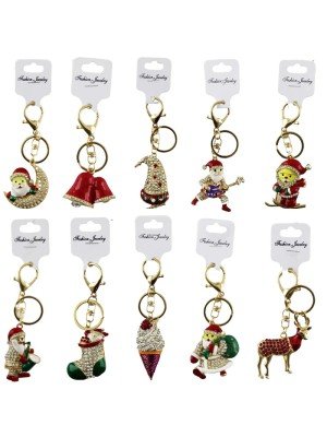 Wholesale Fashion Jewelry Metal Crystal Keyrings- Assorted 