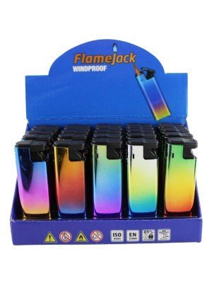 Wholesale Flamejack Windproof Rainbow Design Lighters - Assorted 