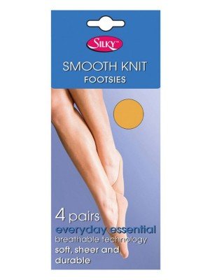 Silky's Smooth Knit Footsies 4 Pair Pack - Natural (One Size)