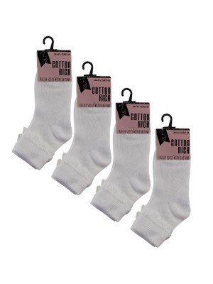 Wholesale Girl's White School Frilled Socks (3 Pair Pack) - (UK - 4-5.5) 