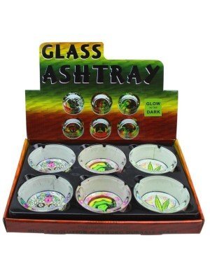 Wholesale Chongz Glow In The Dark Glass Ashray- Assorted Designs