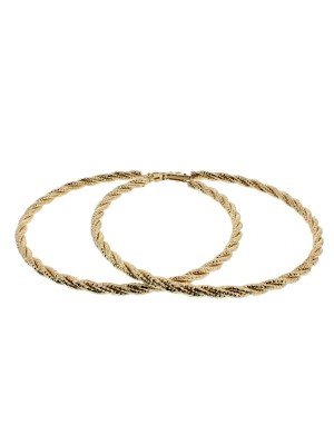 Gold Twisted Pattern Hoop Earrings - 9cm