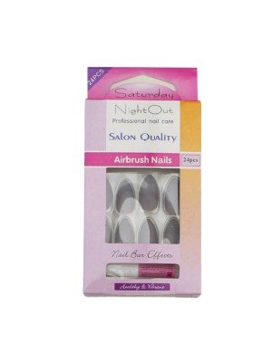 Wholesale Saturday Night Out Airbrush Almond Nails- Grey