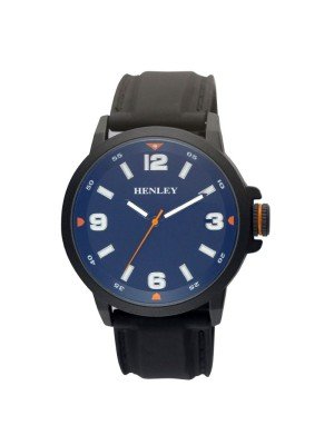 Wholesale Men's Henley Blue Laser Lens Sports Watch- Black/Orange 