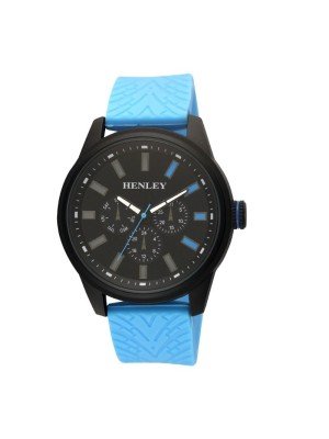 Wholesale Men's Henley Silicon Sports Watch- Blue