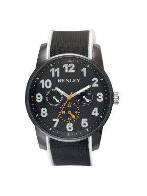 Wholesale Men's Henley Dual Silicon Sports Watch- Black/White