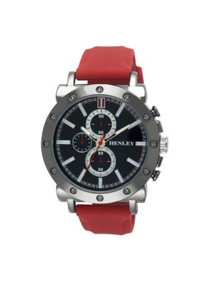 Wholesale Men's Henley Polished Sports Silicon Watch- Red