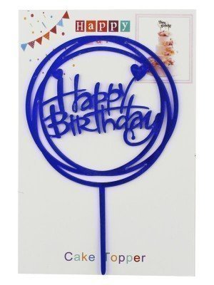 Happy Birthday Cake Topper - Royal Blue