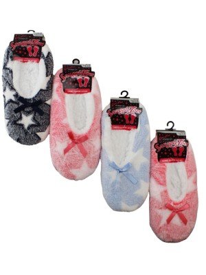Ladies Slipper Socks Star Design With Gripper Toes (1 Pack) - Asst. 