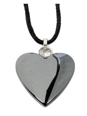 Gemstone Heart Shaped Healing Stone Pendant - Hematite