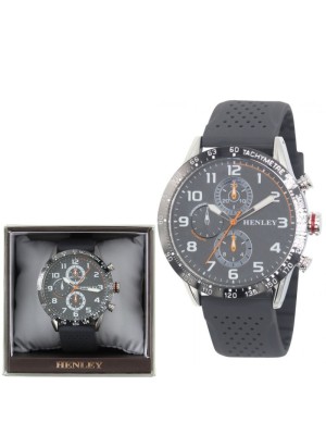 Henley Men's Polished Sports Silicone Watch - Grey
